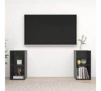 Walplus Tv Cabinets 2 Pcs High Gloss Grey 72X35X36.5 Cm Engineered Wood