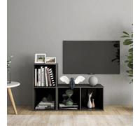 Walplus Tv Cabinets 2 Pcs High Gloss Grey 72X35X36.5 Cm Engineered Wood