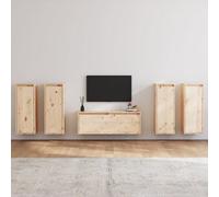 Walplus Tv Cabinets 5 Pcs Solid Wood Pine