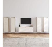 Walplus Tv Cabinets 5 Pcs White Solid Wood Pine