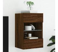 Walplus Tv Wall Cabinet With Led Lights Brown Oak 40X30X60.5 Cm