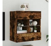 Walplus Tv Wall Cabinet With Led Lights Smoked Oak 58.5X30X60.5 Cm