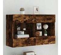 Walplus Tv Wall Cabinet With Led Lights Smoked Oak 98.5X30X60.5 Cm