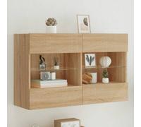 Walplus Tv Wall Cabinet With Led Lights Sonoma Oak 98.5X30X60.5 Cm