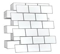 WALPLUS Upgrade Thicker 3D Tile Stickers Peel and Stick Backsplash Splashback Decals Tile Transfer for Kitchen Bathroom Living Room Stick on Tile Waterproof Pure White Grey 60pcs 15.4x30.5cm