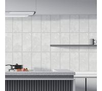 Walplus Urban Concrete 2D Peel And Stick On Tiles - 12 Pieces 28.5 X 14Cm Self Adhesive Wall Tile Stickers For Kitchen