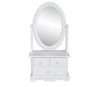 Walplus Vanitymakeup Table With Oval Swing Mirror Mdf