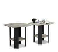 Walplus Vertical End Table With Storage Bin, French Oak Grey & Black