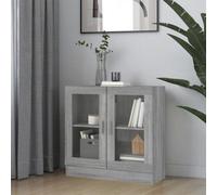 Walplus Vitrine Cabinet Grey Sonoma 82.5X30.5X80 Cm Engineered Wood