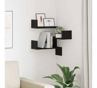 Walplus Wall Corner Shelf Black Oak 40 X 40 X 49.5 Cm Engineered Wood