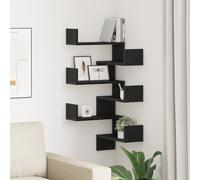 Walplus Wall Corner Shelf With Shelf 2 Pcs Black Oak 40 X 40 X 49.5 Cm