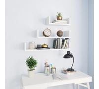 Walplus Wall Display Shelf 3 Pcs White Engineered Wood