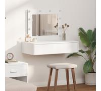 Walplus Wall Hanging Dressing Table With Led Lights - White