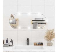 Walplus Wall Mirror With Led Lights 35X80 Cm Glass Oval