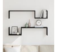 Walplus Wall Shelf 2 Pcs Black Oak 100 X 15 X 20 Cm Engineered Wood