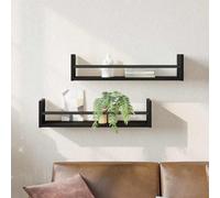 Walplus Wall Shelf 2 Pcs Black Oak 60 X 16 X 14 Cm Engineered Wood