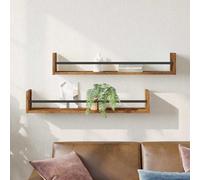 Walplus Wall Shelf 2 Pcs Old Wood 80 X 16 X 14 Cm Engineered Wood
