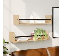 Walplus Wall Shelves With Bars 2 Pcs Sonoma Oak 60X16X14 Cm