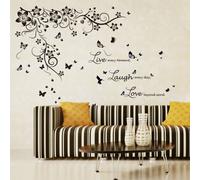 Walplus Wall Sticker Decal New Huge Butterfly Vine With Live Laugh Love Quote