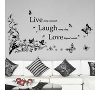 Walplus Wall Sticker Decal Wall Art Butterfly Vine Classic Live Laugh Love Decor