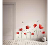 WALPLUS Poppy Butterflies Wall Stickers Nursery Removable Self-Adhesive Mural Art Decals Vinyl Home Decoration DIY Living Bedroom Decor Wallpaper Kids Room Gift Stick on Wall