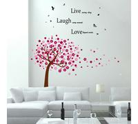 Walplus Wall Sticker Huge Pink Tree With Classic Live Laugh Love Quote Room Home Decorations Decal Wall Art