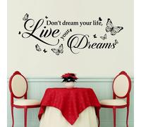 Walplus Wall Stickers Dream Quote Removable Self-Adhesive Mural Art Decals Vinyl Home Decoration DIY Living Bedroom Office Décor Wallpaper Kids Room Gift, Black