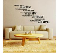 Walplus Wall Stickers "Family Rules II" Removable Self-Adhesive Mural Art Decals Vinyl Home Decoration DIY Living Bedroom Office Décor Wallpaper Kids Room Gift, Black
