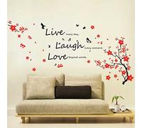 WALPLUS Wall Stickers Flower Blossom Butterflies + Live Laugh Love Motivation Inspiration Quotes Mural Art Self-Adhesive Decals Vinyl Home DIY for Living Bedroom Office Decor Kids Room
