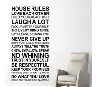 Walplus Wall Stickers House Rules Quote Removable Self-Adhesive Mural Art Decals Vinyl Home Decoration DIY Living Bedroom Office Décor Wallpaper Kids Room Gift, Black