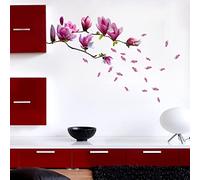 Walplus Wall Stickers Huge Magnolia Flowers Removable Self-Adhesive Mural Art Decals Vinyl Home Decoration DIY Living Bedroom Office Décor Wallpaper Kids Room Gift, Multi-colour