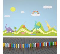 Walplus Wall Stickers Removable Self-Adhesive Forest and Happy Dinosaurs Art Decal Murals Nursery Restaurant Cafe Hotel Building Office Home Decoration, 180 x 120 cm