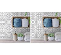 WALPLUS Wall Tile Sticker 15cm 24 pcs Light Grey Cement DIY Art Home Decorations Stick on Tiles Decals Splashback for Kitchen Decor Bathroom Ideas Peel and Stick Backsplash Tile Paint (Pack of 2)