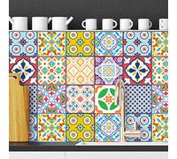 Walplus 24 Pieces 15X15Cm Classic Mediterranean Colourful Mixed 2 Tile Stickers