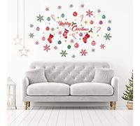 WALPLUS Wallplus Christmas Decorations Wall Stickers Merry Christmas Decoration Set Wall Murals Decals Living Room Children Nursery Décor Merry Christmas and Colourful Snowflakes