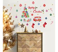 WALPLUS Wallplus Christmas Decorations Wall Stickers Merry Christmas Decoration Set Wall Murals Decals Living Room Children Nursery Décor Reindeer Christmas Tree and Merry Christmas