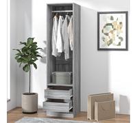 Walplus Wardrobe With Drawers Grey Sonoma 50X50X200 Cm Engineered Wood