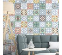 Walplus Warm Bay Mediterrranean Peel And Stick Wall Tiles Sticker - 48Pcs Self Adhesive Stick On Tiles For Kitchen 15X15Cm