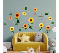 WALPLUS Wall Stickers Room Decor Gifts for Girls Peel and Stick Removable for Nursery Kids Toddler Bedroom Living Room Kitchen Watercolour Sunflowers with Butterflies 39 Pieces