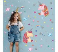 Walplus Watercolour Unicorns With Glitter Starskids Sticker Aluminium Filmpink, Silver, Multicoloured