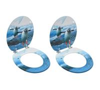 Walplus Wc Toilet Seats With Lid 2 Pcs Mdf Penguin Design
