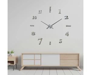 WALPLUS WC2057 - Luxury DIY Wall Clock - Silver Acrylic Arabic and English Numbers