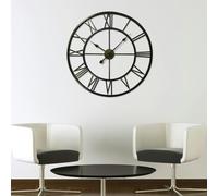 Walplus Black Roman Numeral Round Wall Clock 76cm - Size: 76 x 2 x 9cm - Multi - Wilko