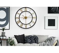 WALPLUS WC2132 - Black & Gold Roman Wall Clock - 76 cm / 30 in