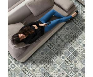 WALPLUS WFS6008 - Vintage Blue Azulejo Tiles Floor Sticker 120cm x 60 cm