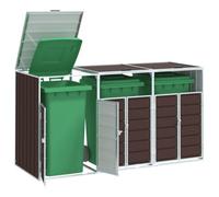 Walplus Wheelie Bin Storage For Triple Bins Brown 216X81X115 Cm Steel