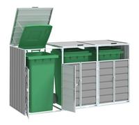 Walplus Wheelie Bin Storage For Triple Bins Grey 216X81X115 Cm Steel