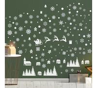 Walplus White Christmas Village And Snowflakes Wall Stickers Living Room Diy Home Decorations