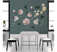 WALPLUS White Magnolia with Roses Peel and Stick Wall Stickers Self- Adhesive Decals Art Vinyl Home Living Room Office Decors DIY Kids Children Spring Easter Decoration