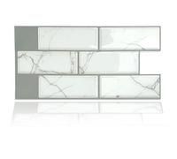 Walplus White Marble Eclectic 3D Tile Stickers Multipack 48Pcs